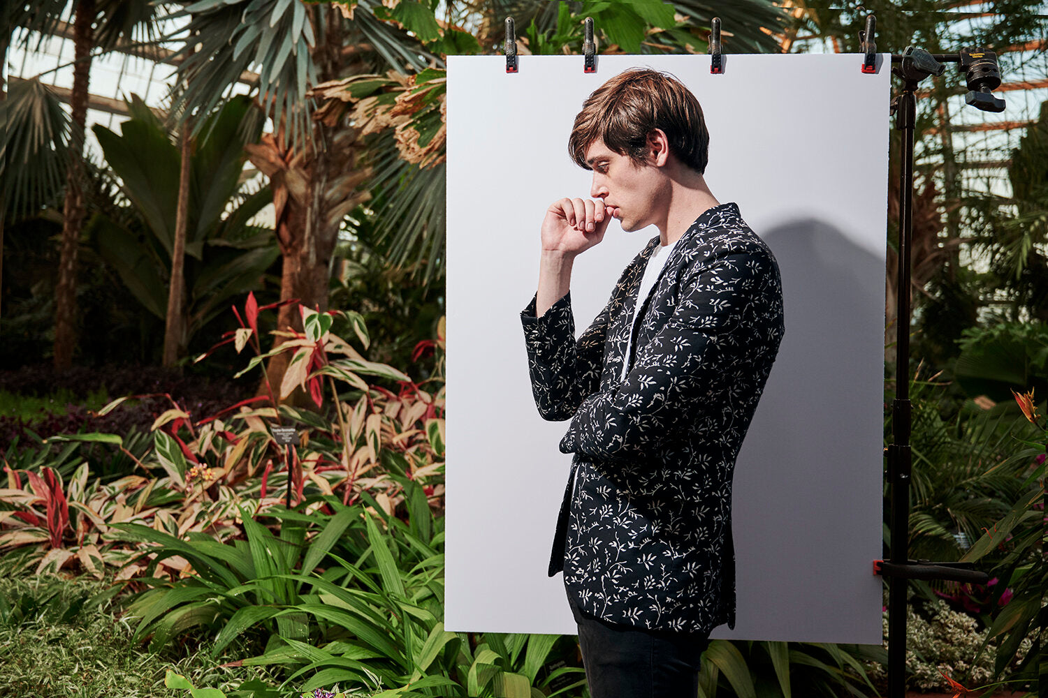 Men's bagru print floral jacket in Black and White.